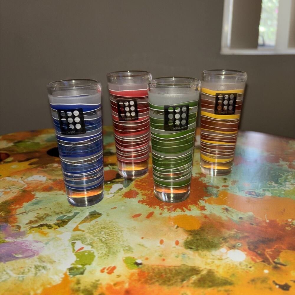 MCM Mid‑Century Modern Italian Glass • Cerve Tall Shot Glasses •Vintage Shooters